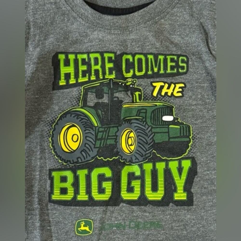 John Deere- Baby Long Sleeve Tee Gray with Green and Yellow Logo, Size 12M - Picture 2 of 3